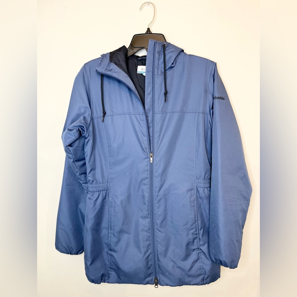 Columbia Full Zip Cinch Waist Lightweight Hooded Jacket Cobalt Blue Small